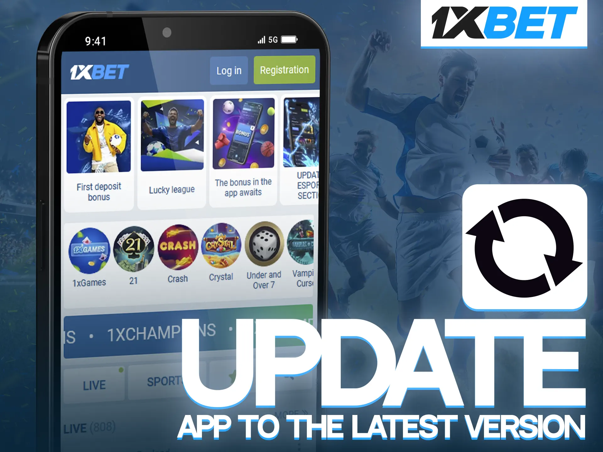 Update your 1xBet app to keep up to date with the latest casino news and promotions.