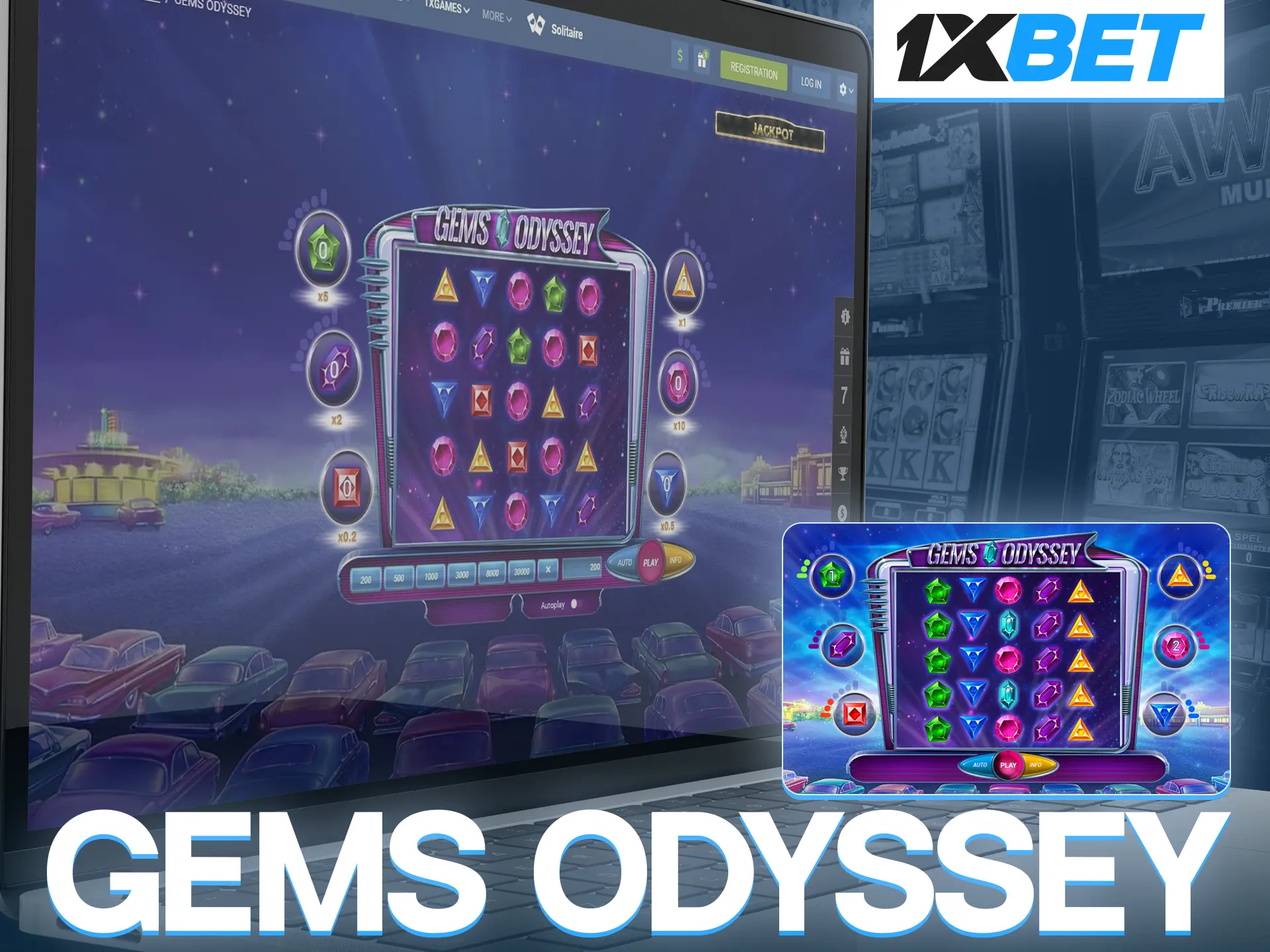 High RTP level and high quality picture are all about the game Gems Odyssey from 1xBet.