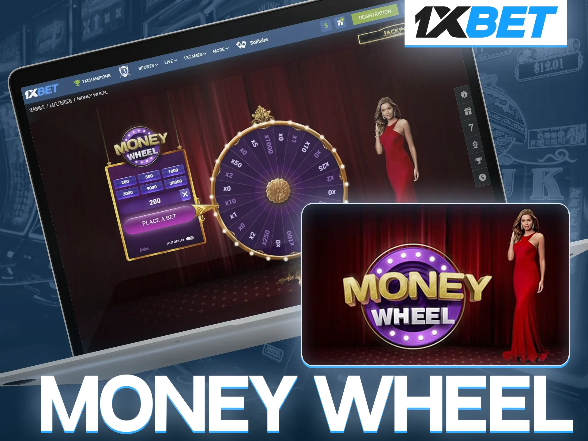 Trust your luck and win in the Money Wheel game from 1xBet Casino.