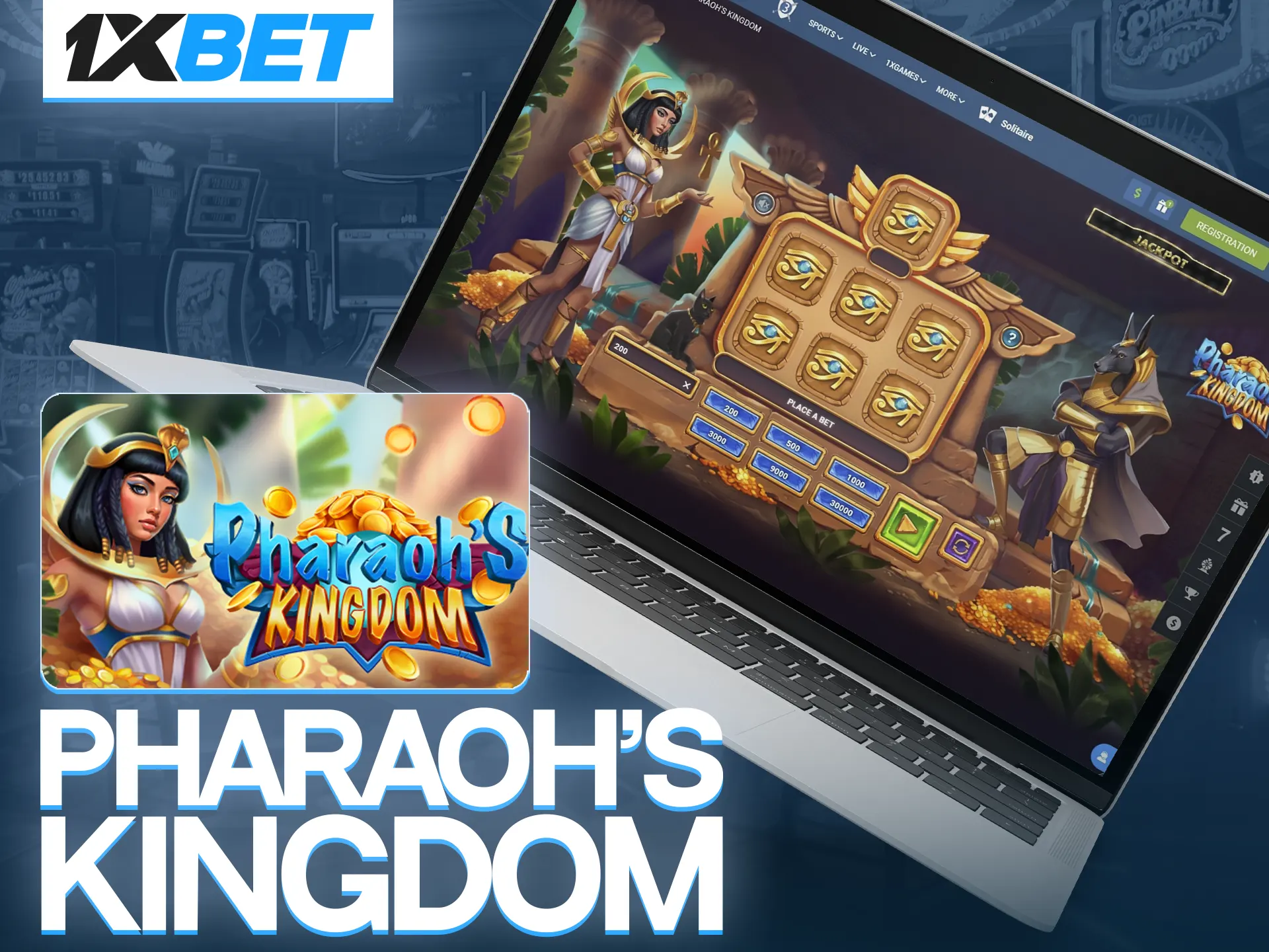 Use your tactics to win in the Pharaoh's Kingdom game from 1xBet Casino.