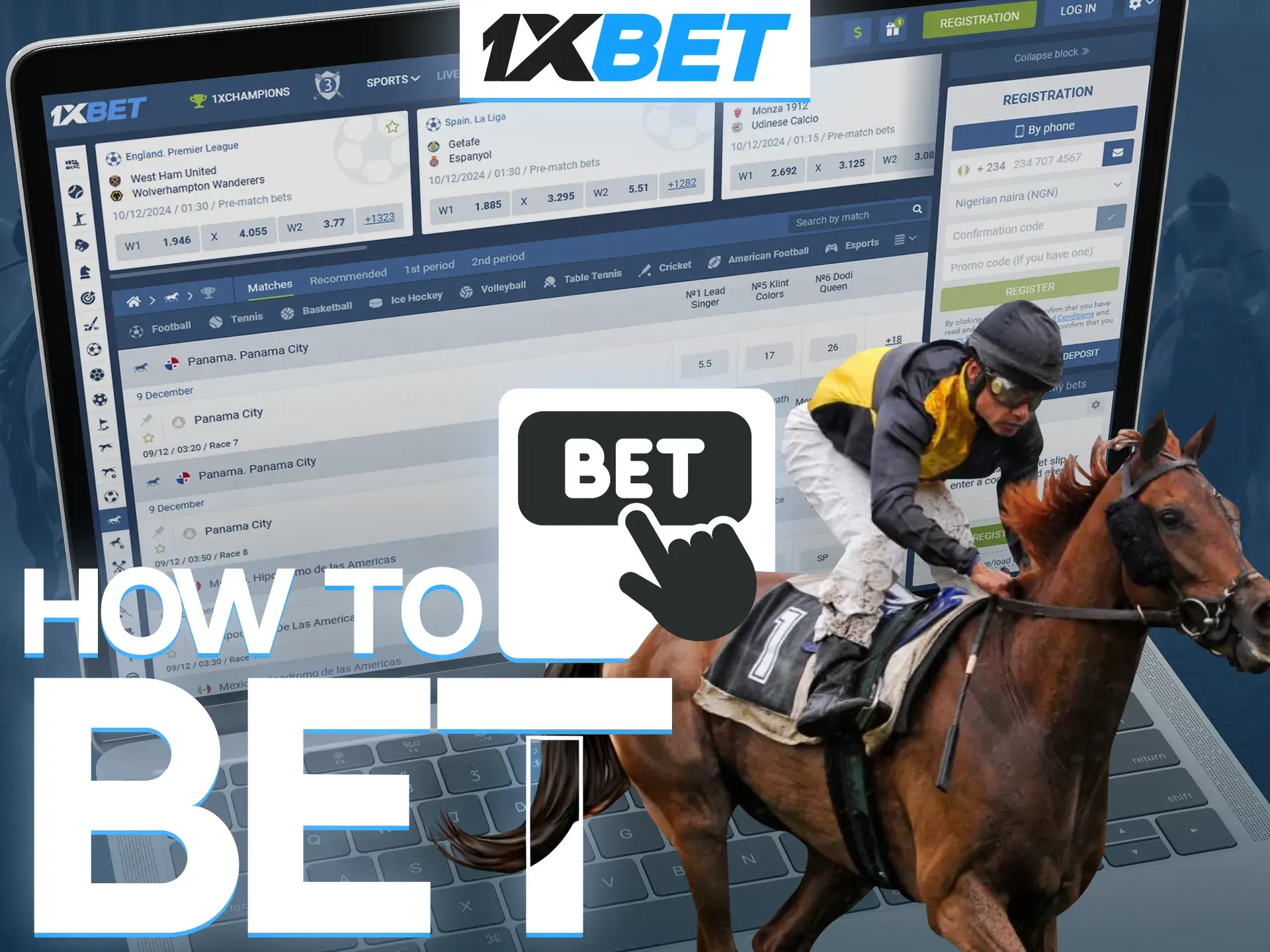 Try your luck when betting on horse racing at 1xBet.