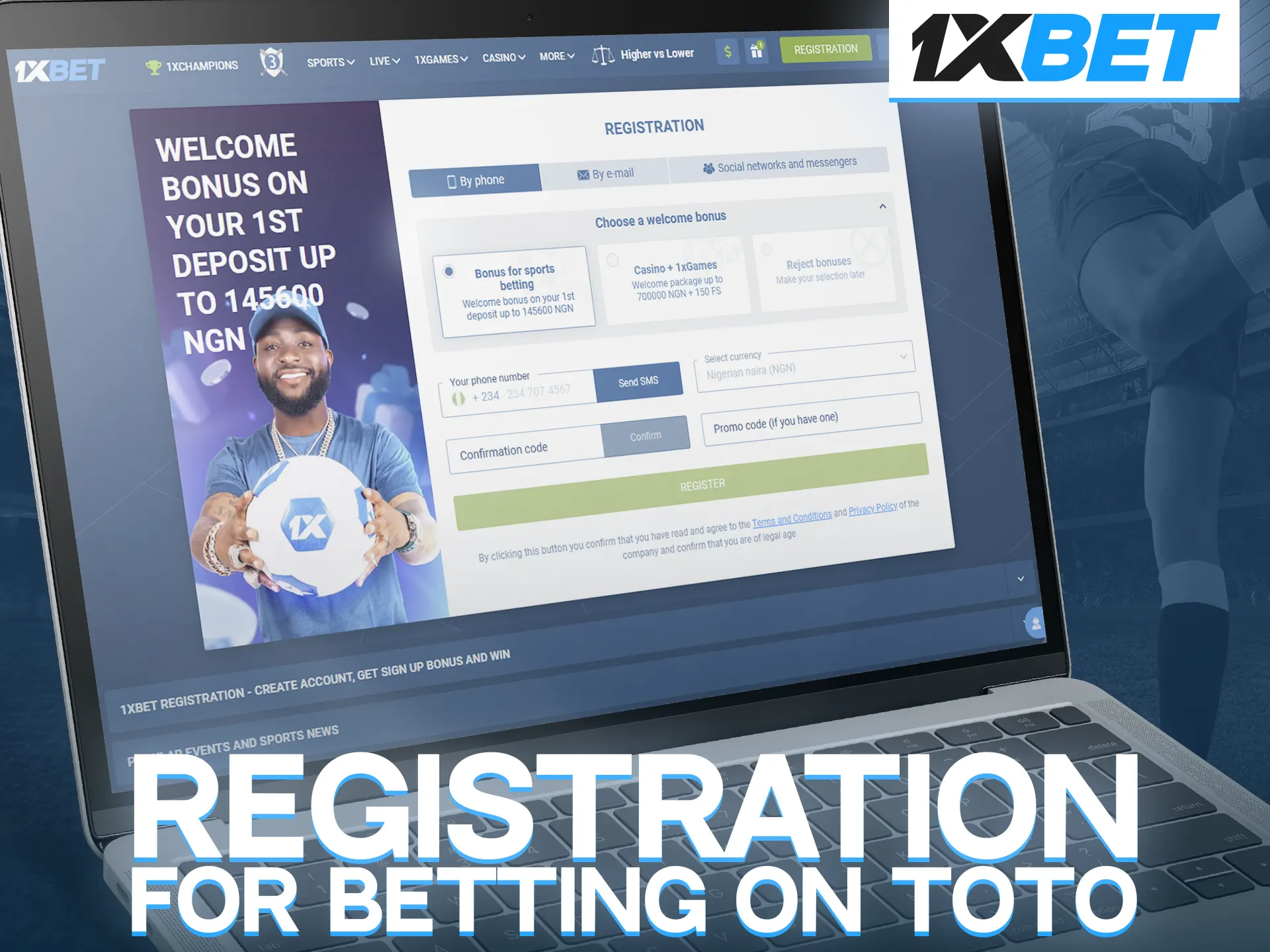 Familiarise yourself with the terms and conditions when registering with 1xBet.