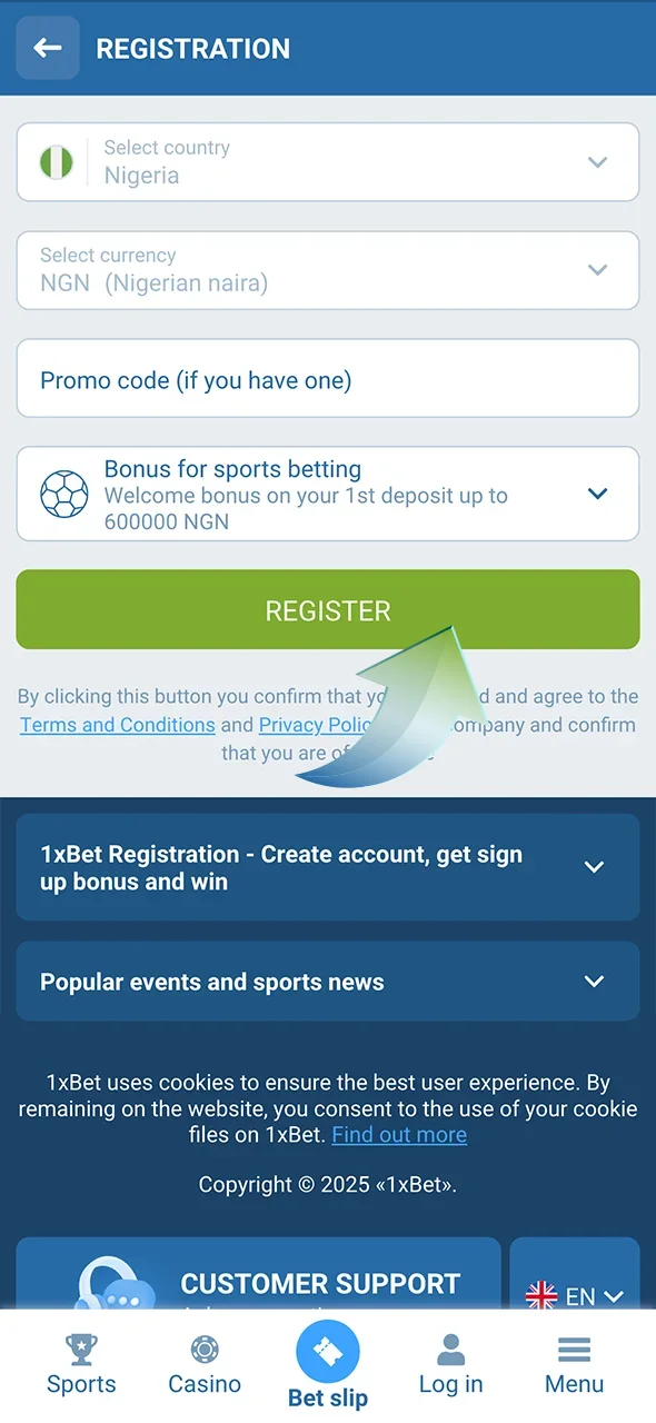 Agree to the terms and start winning in basketball bets with 1xbet.