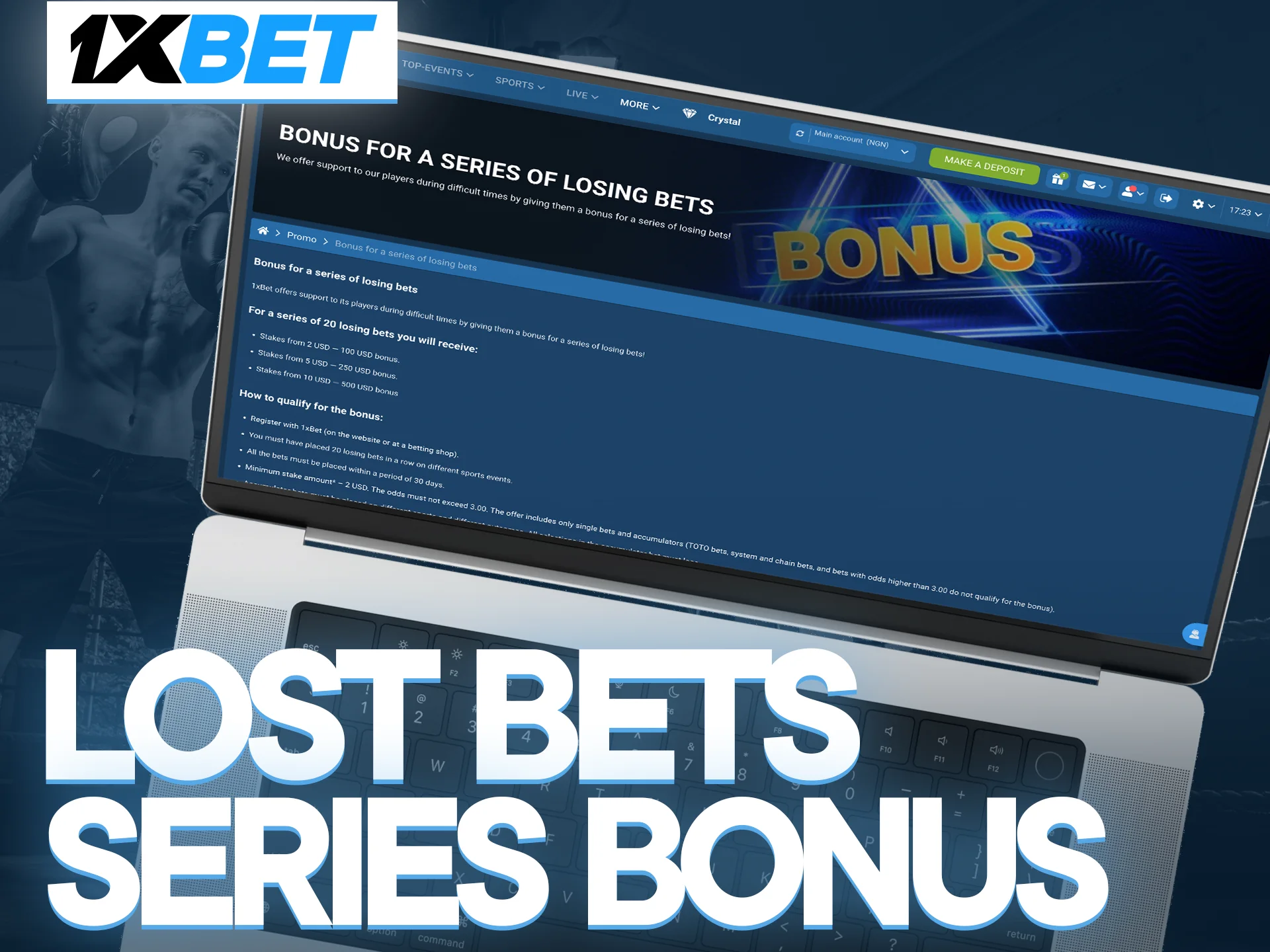 Claim the boxing lost bets series bonus at 1xbet.