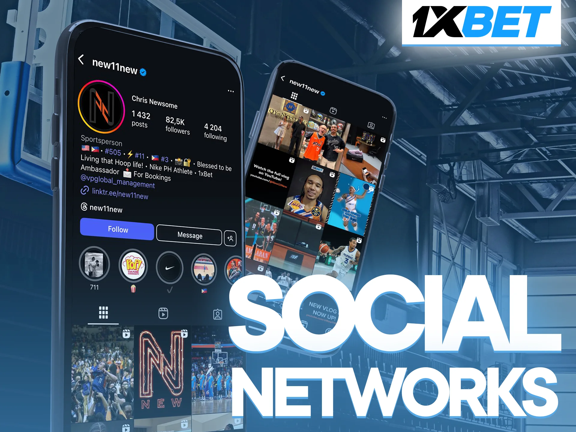 Connect with Chris Newsome on his official social media with 1xbet.