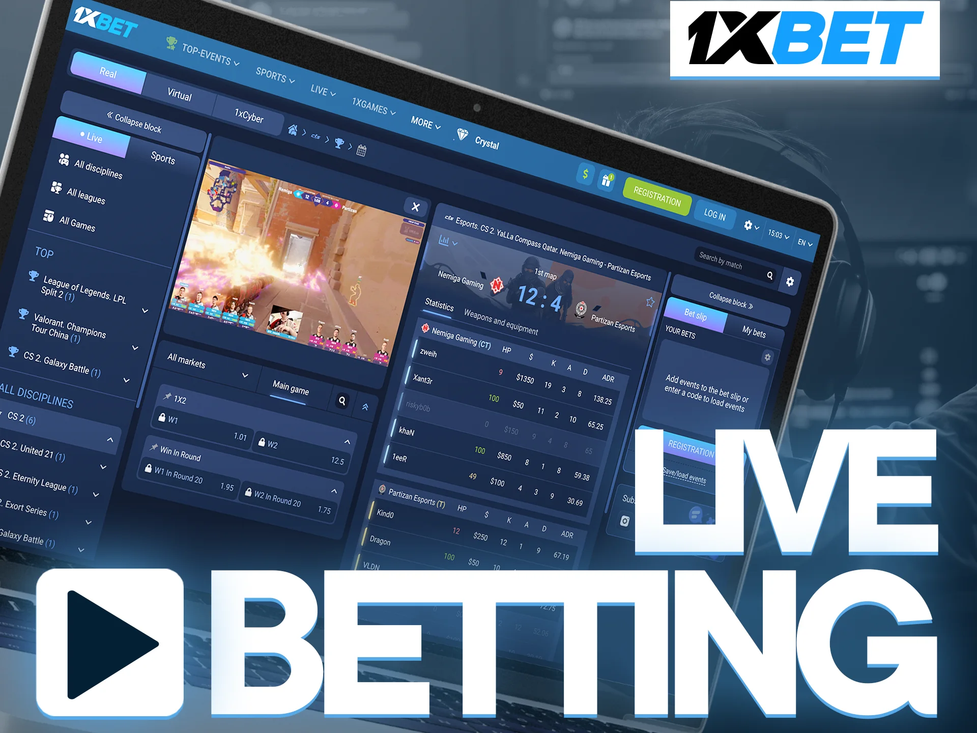 Enjoy live betting and streaming for eSports matches at 1xbet.