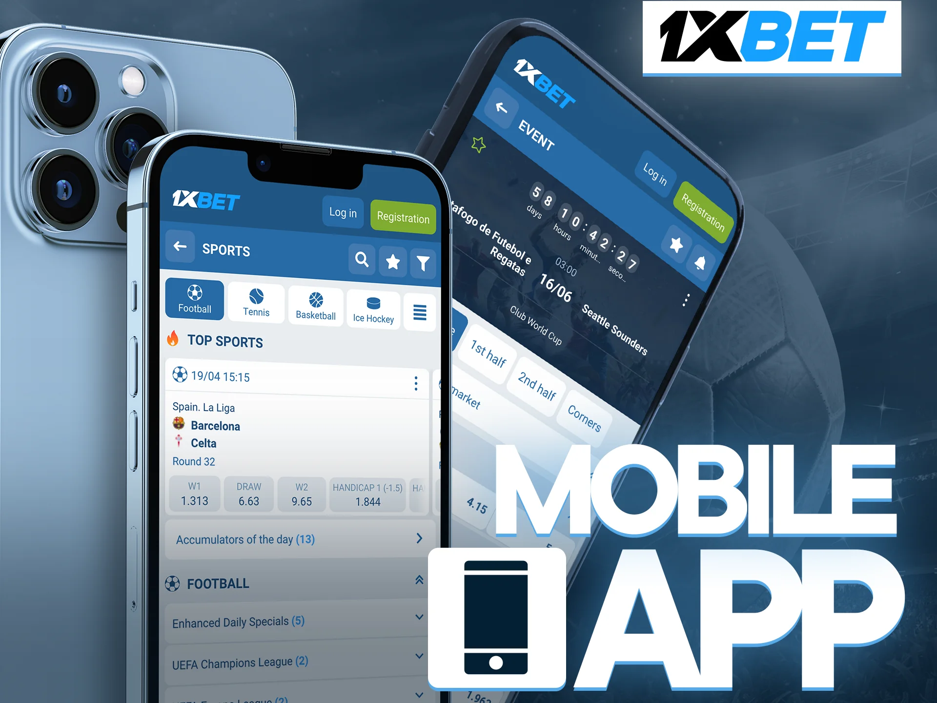 Bet on football anytime anywhere with the 1xbet mobile app.