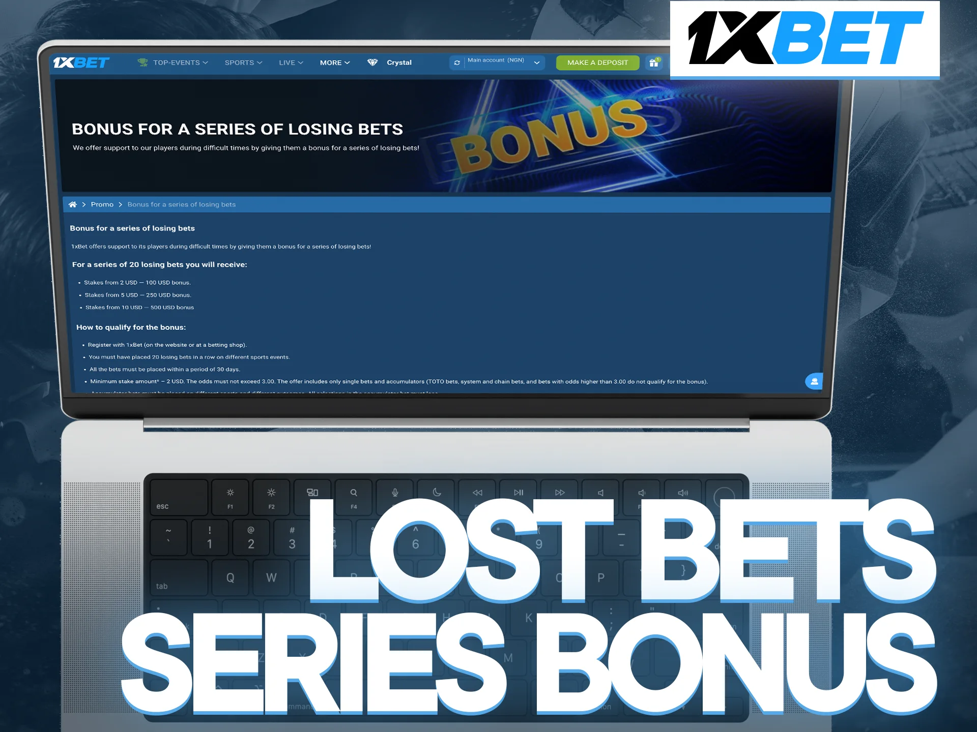 Claim the football lost bets series bonus at 1xbet and stay in the game.