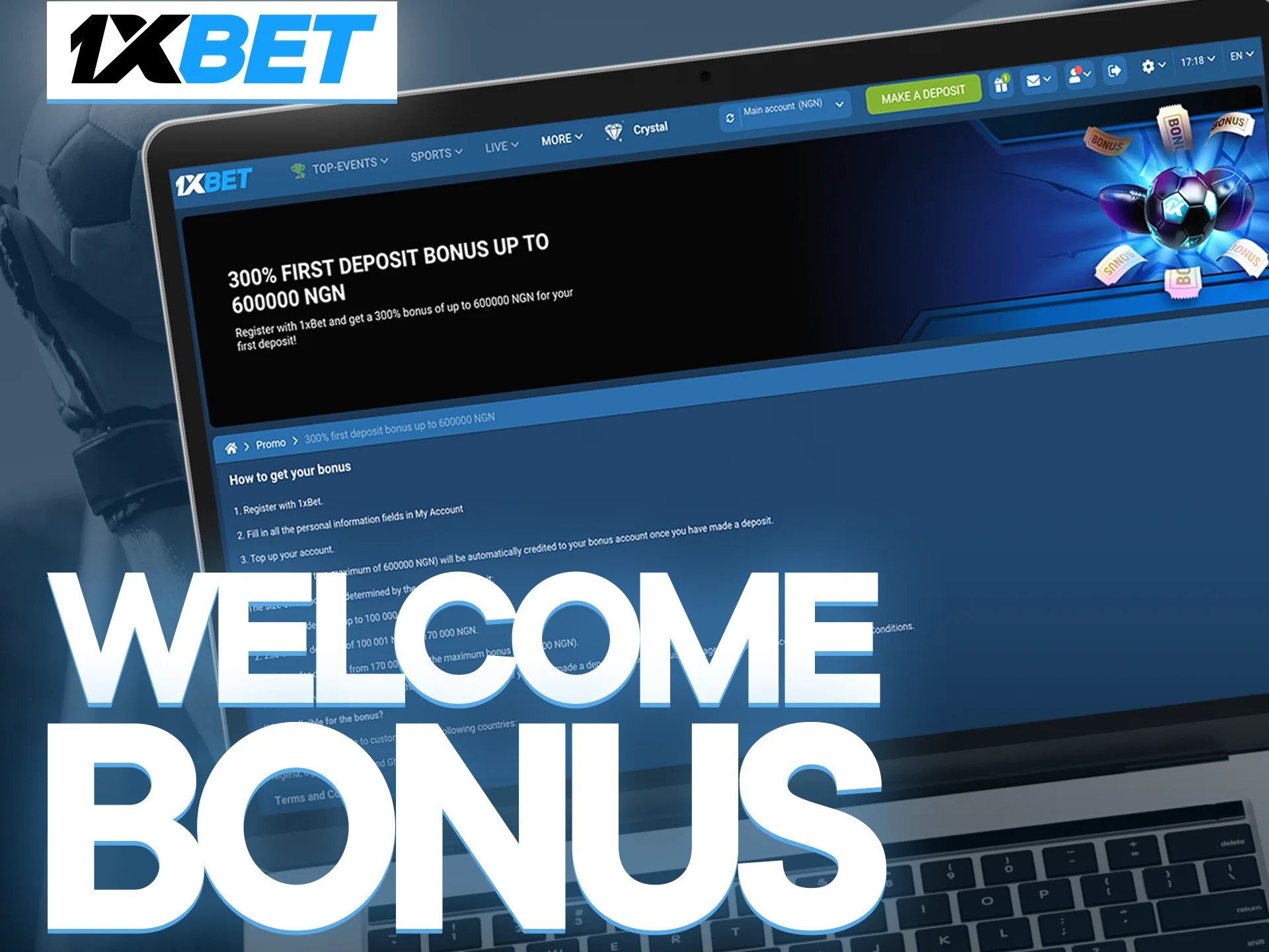 Get a welcome bonus at 1xbet and start increasing your winnings in football betting.