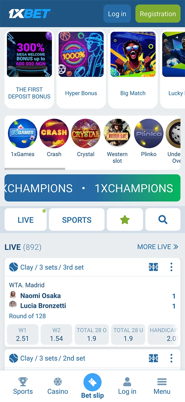Visit the 1xbet website and start registering for football betting.