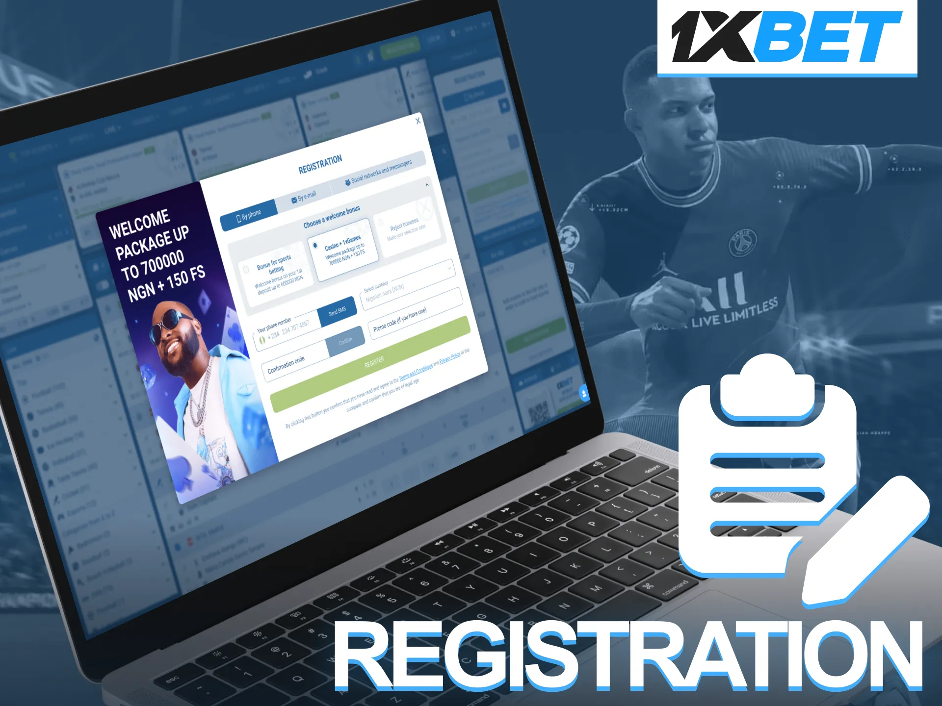 Registration at 1xBet is very simple and will not cause you any problems.