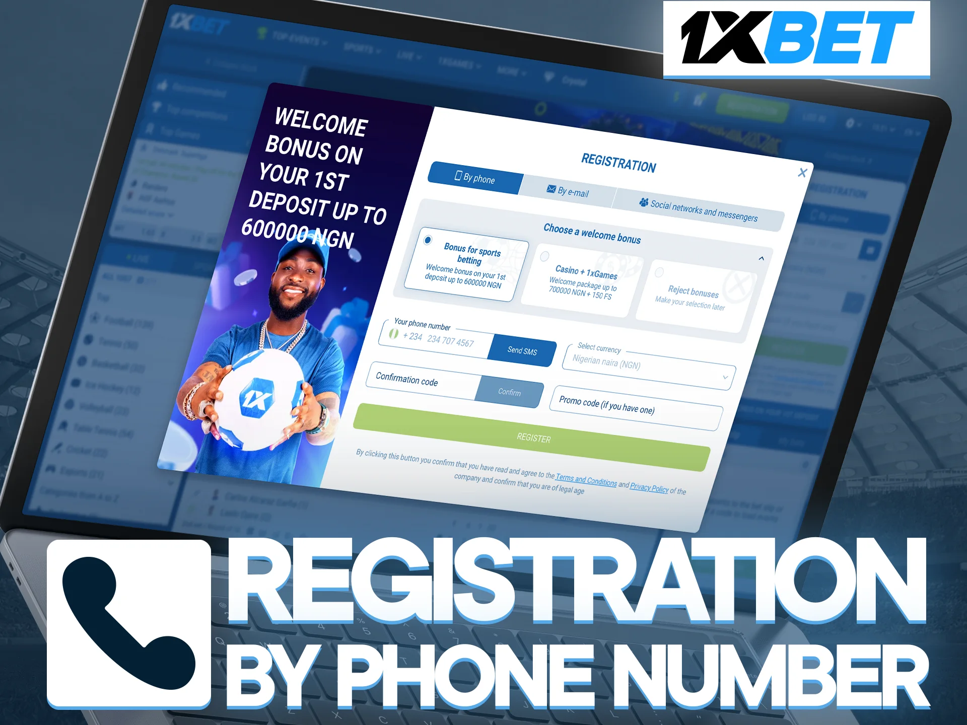 Register easily by phone number at 1xbet and play instantly.