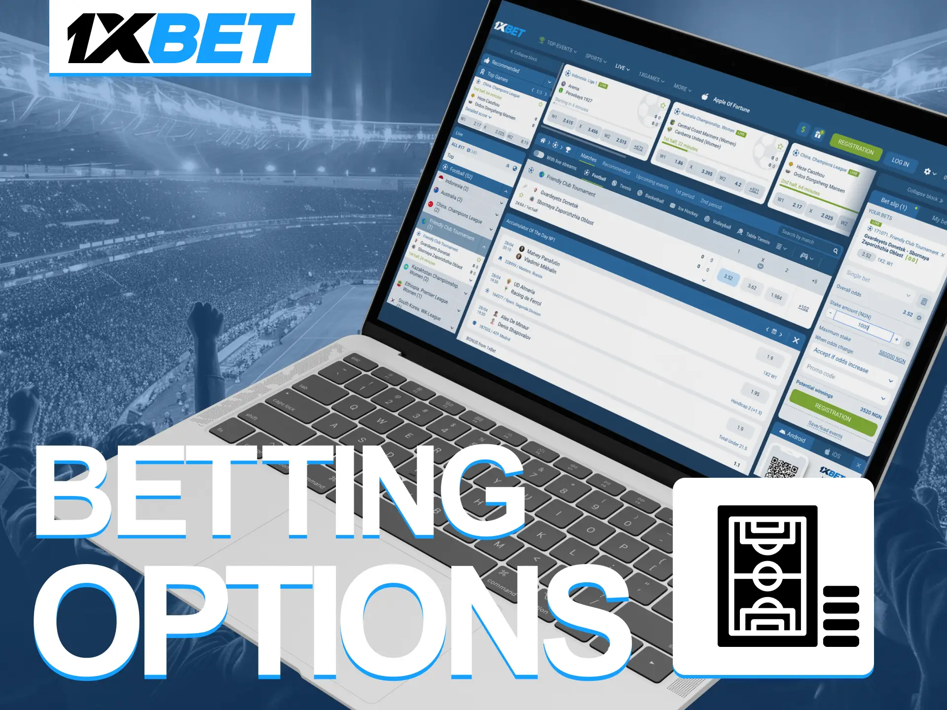 Choose your betting type at 1xbet online casino.