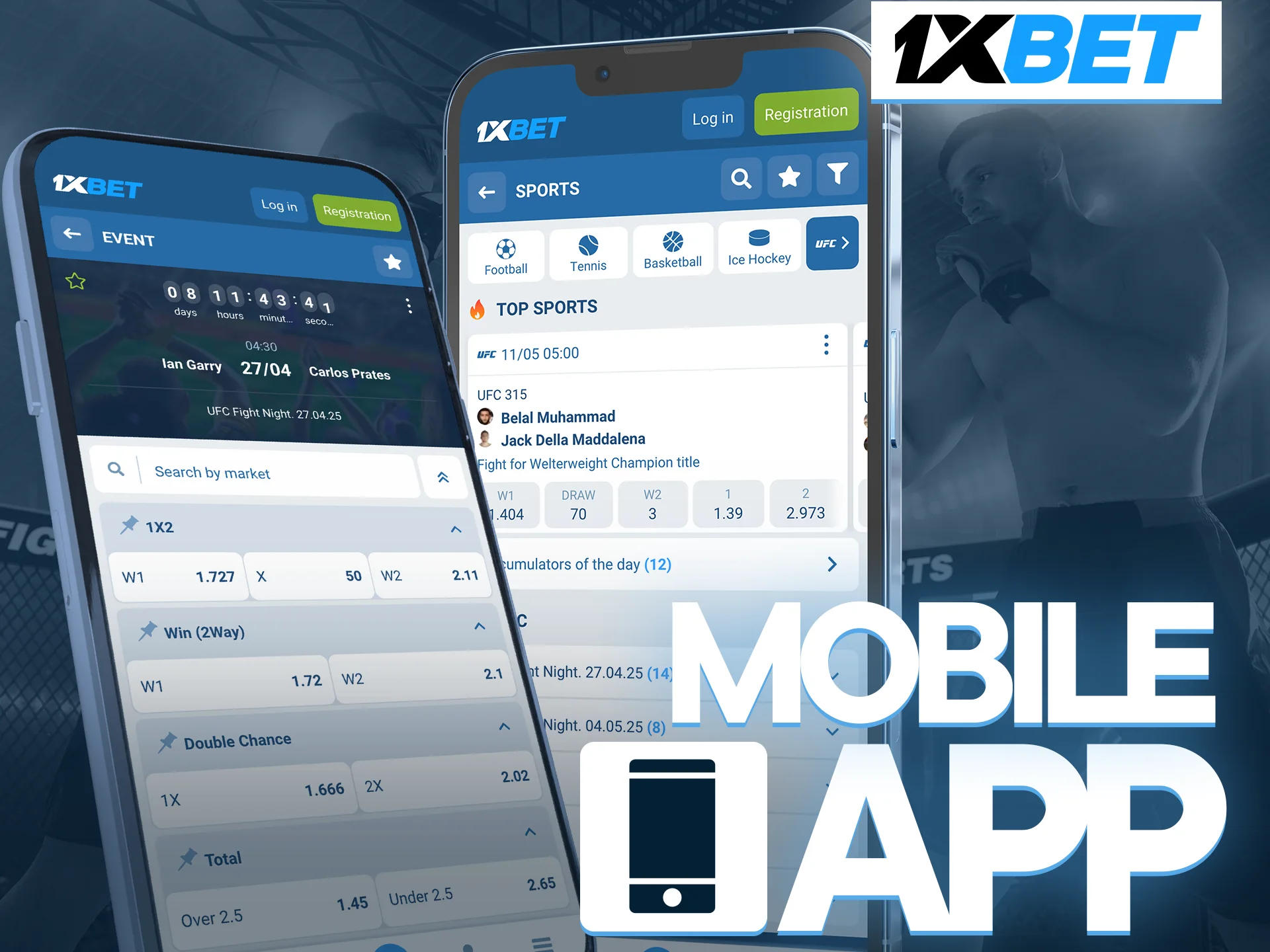 Enjoy fast and accessible UFC betting with the 1xbet mobile app.