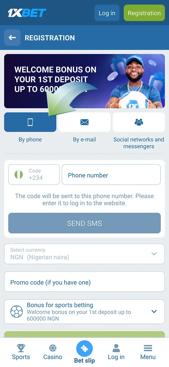 Choose your preferred method of registration on 1xbet and win in volleyball bets.