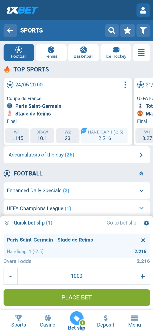 Place your bet quickly and securely with 1xBet Nigeria.