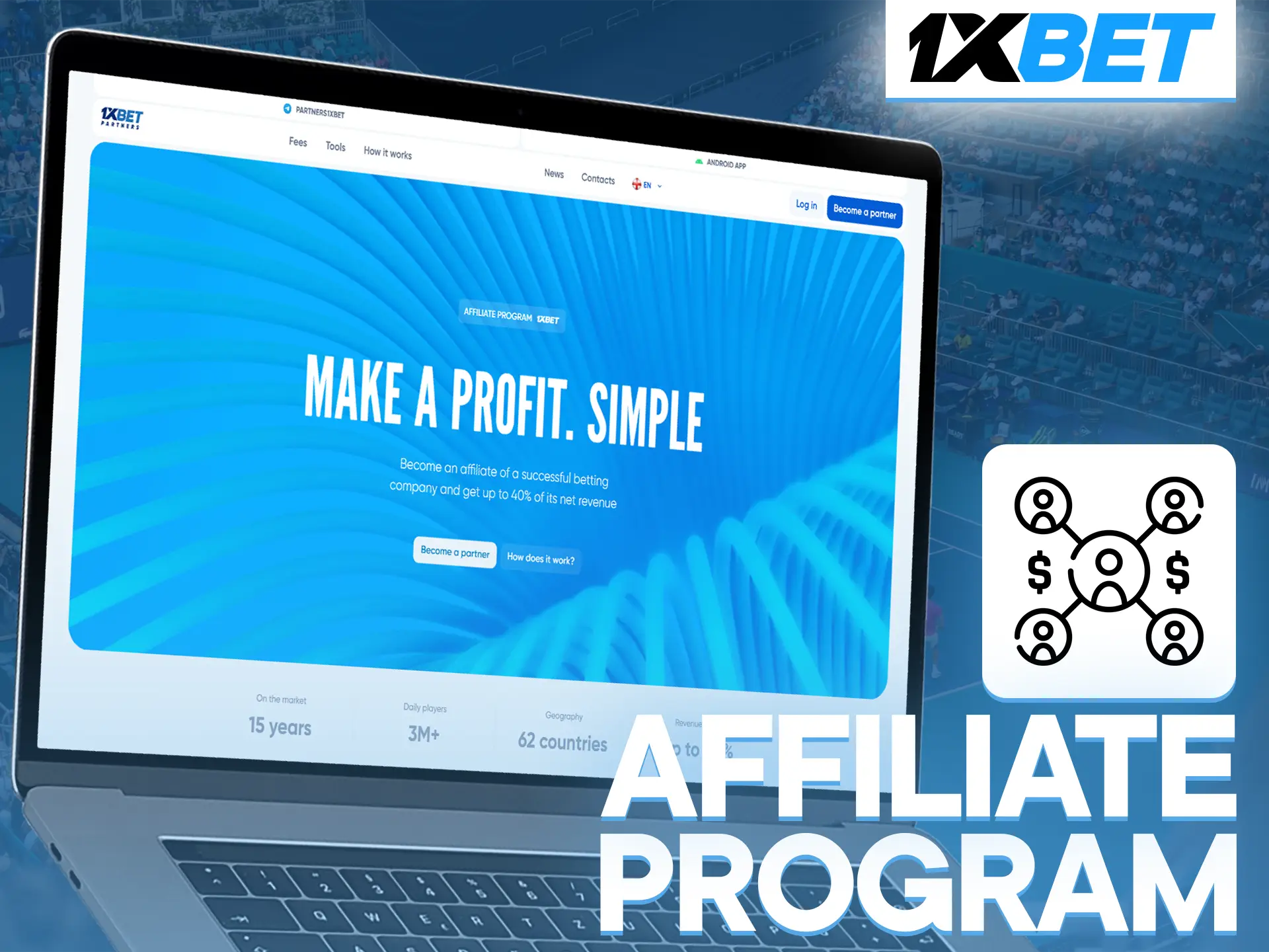 1xBet offers a huge affiliate program with weekly payments and easy-to-use tools.