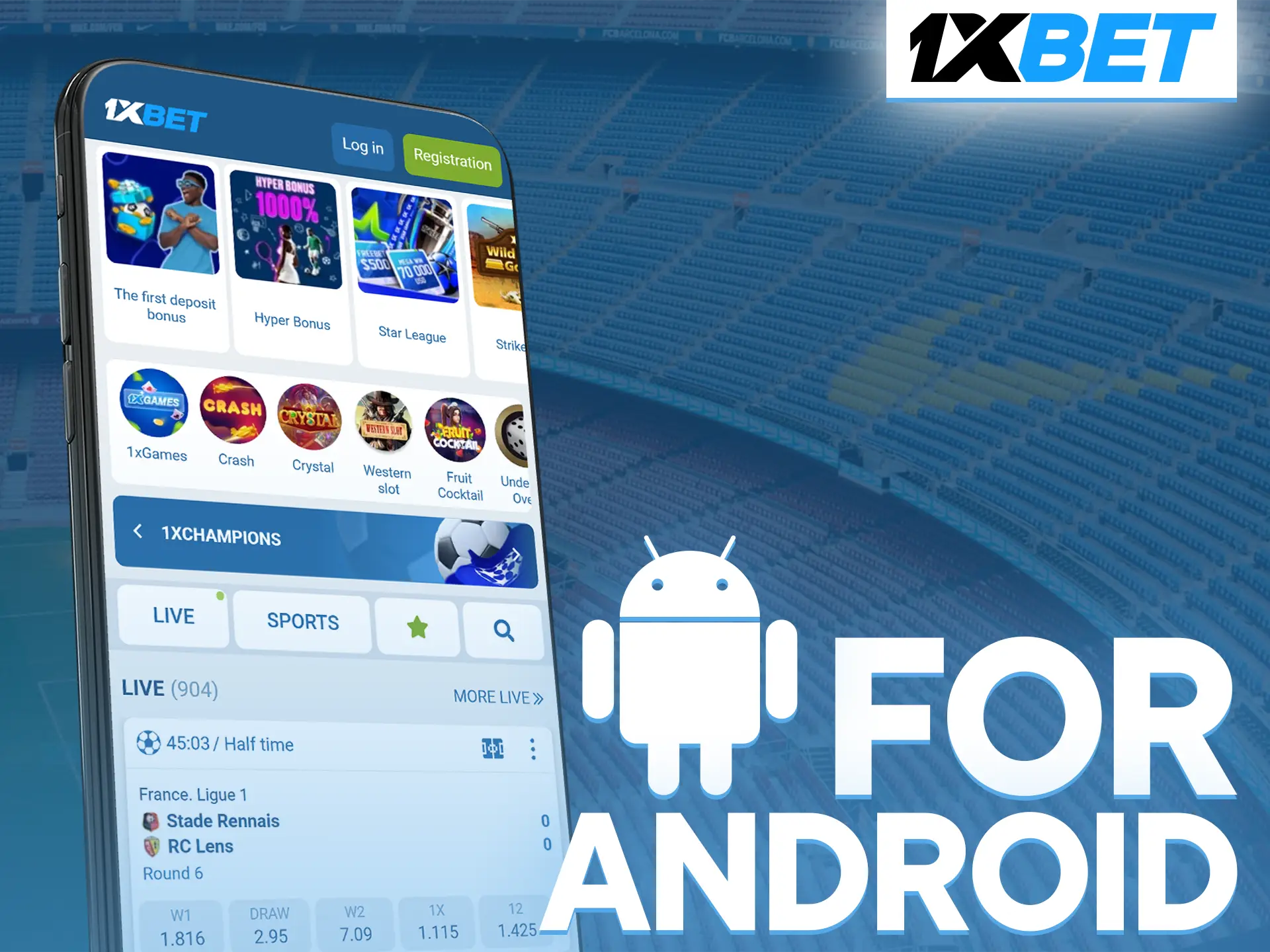 Download the APK to your Android device from the official 1xBet website.