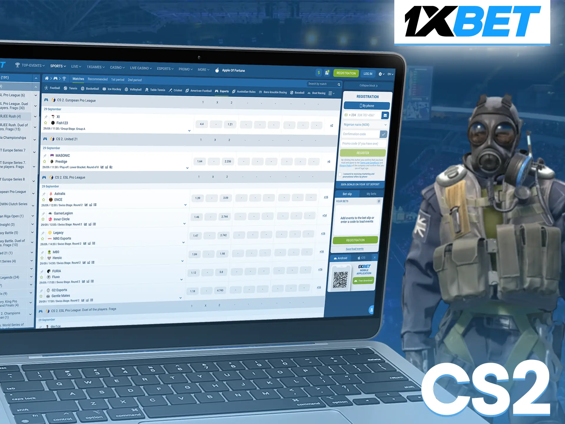 Place bets on major CS 2 tournaments at 1xBet.