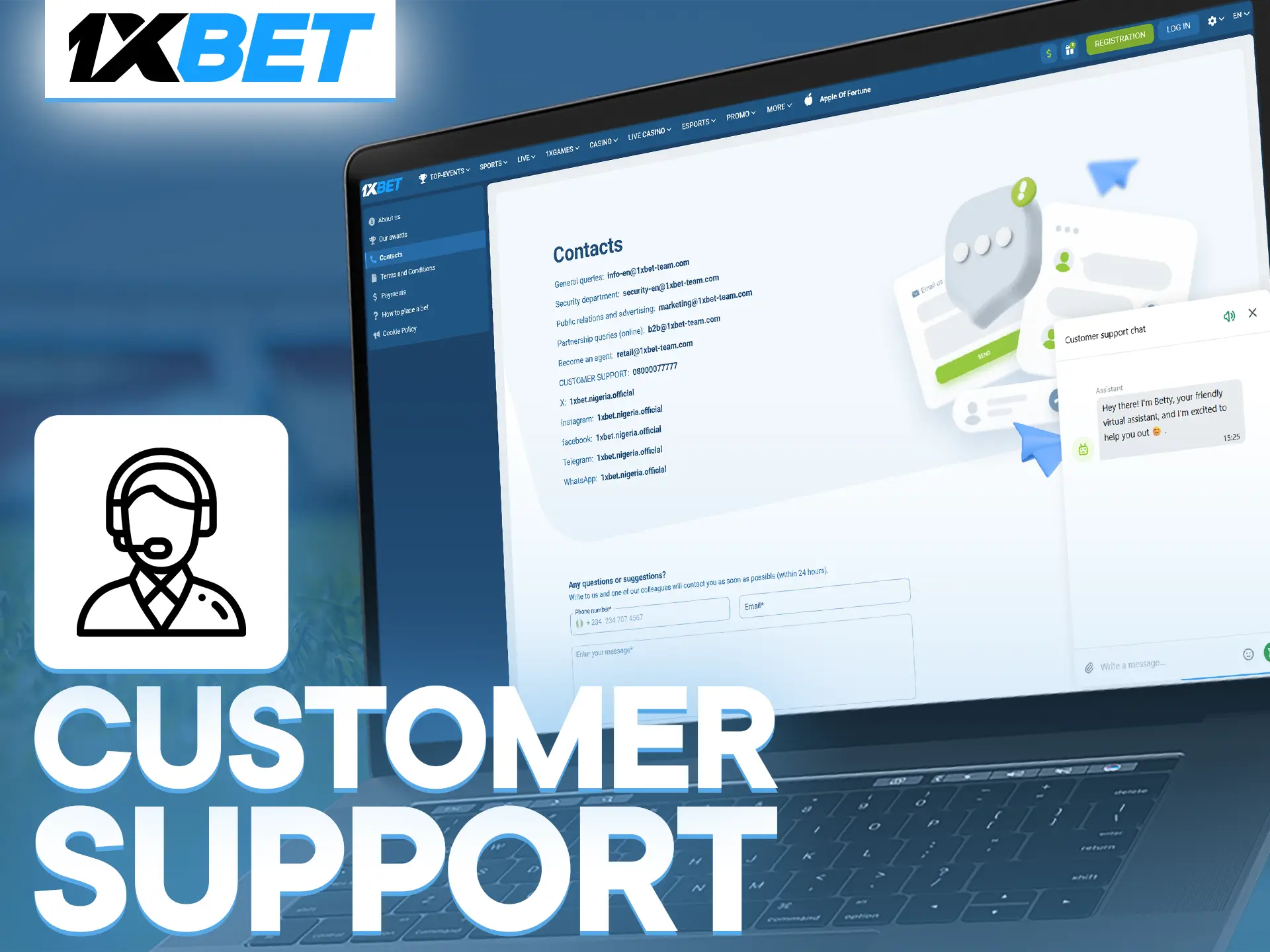 1xBet round-the-clock support team is always ready to help players with any issues.