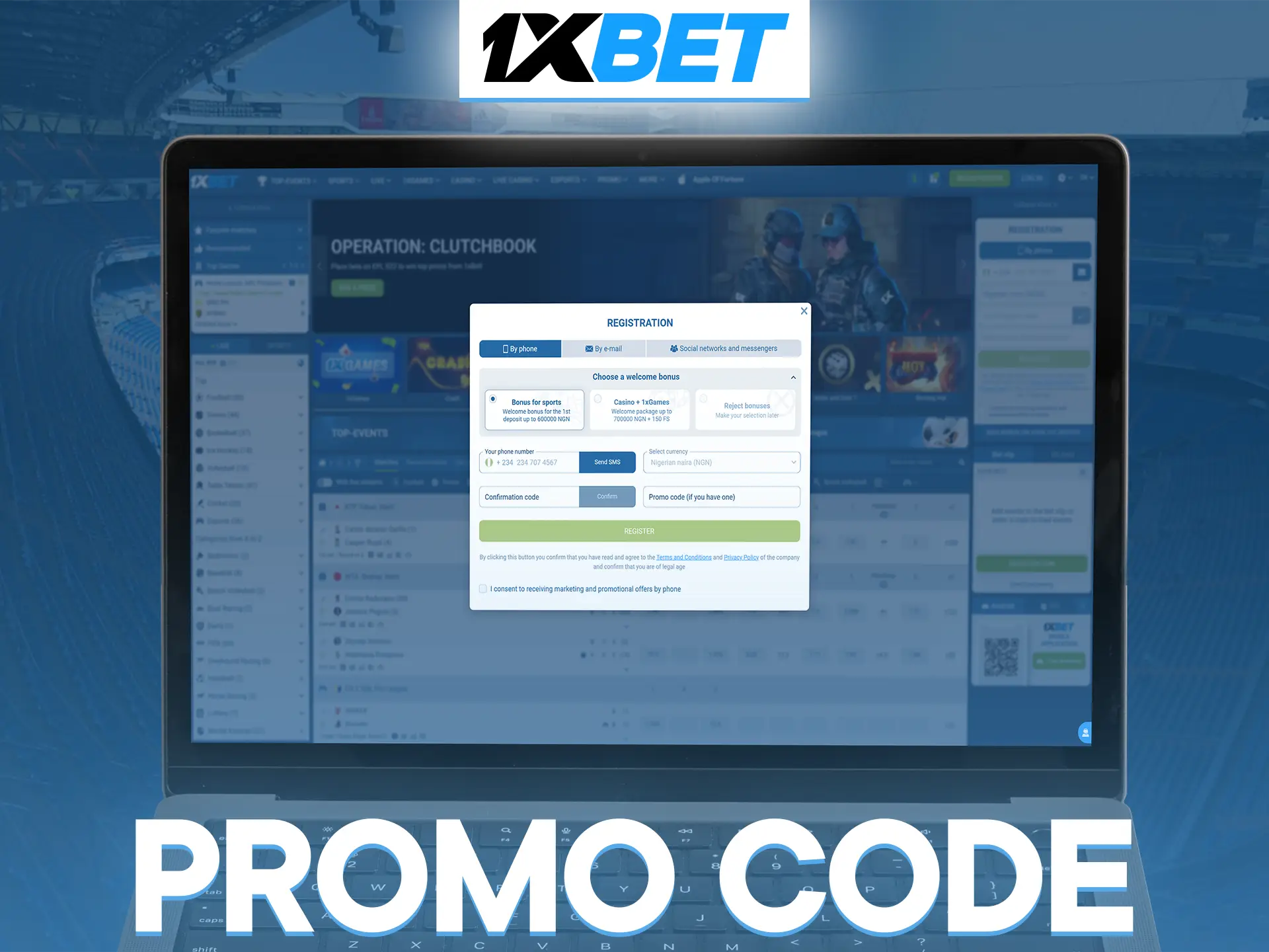 Claim your special bonuses at 1xBet by using the promo code.