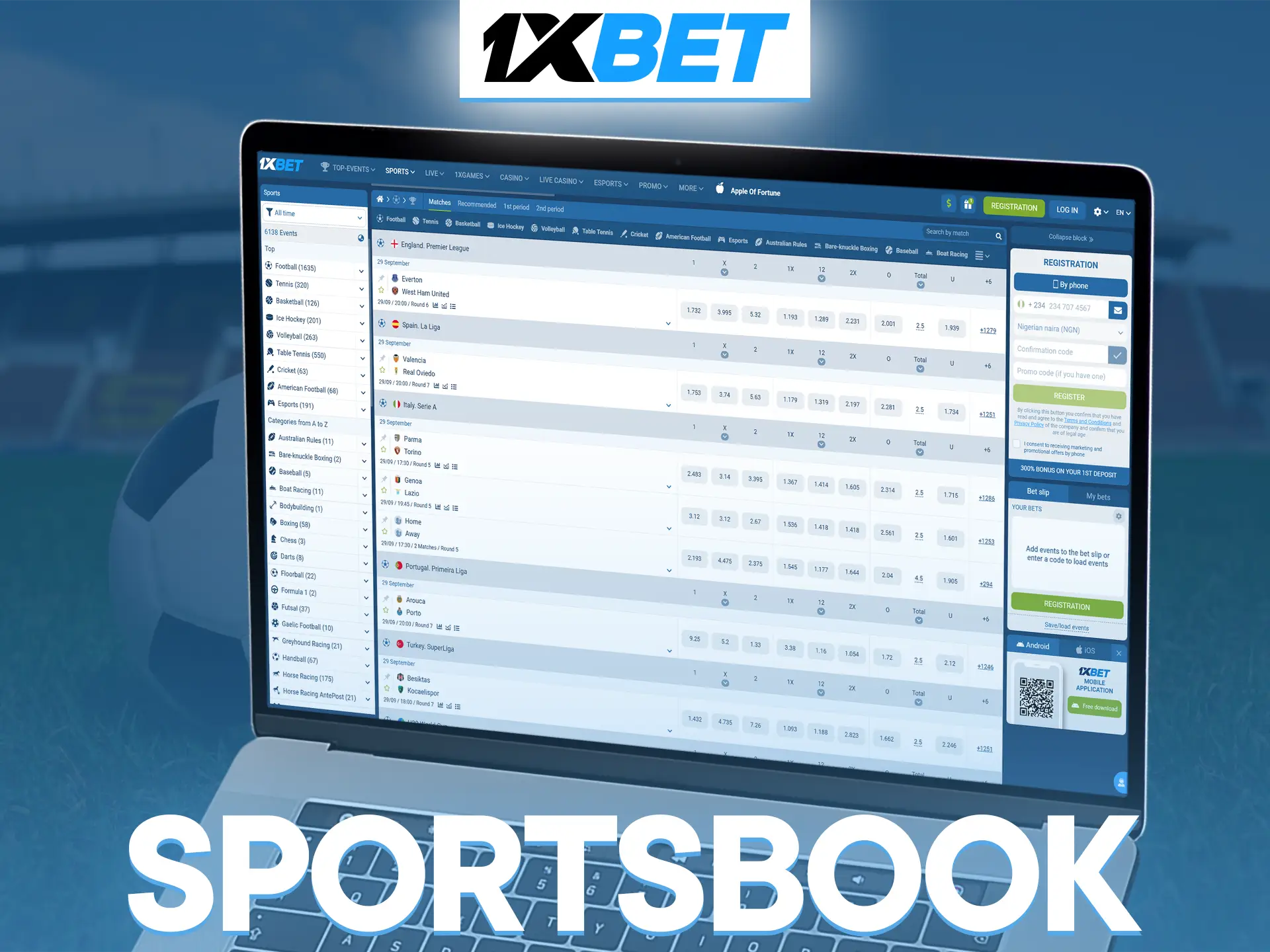 The 1xBet platform offers a wide variety of sports for betting.