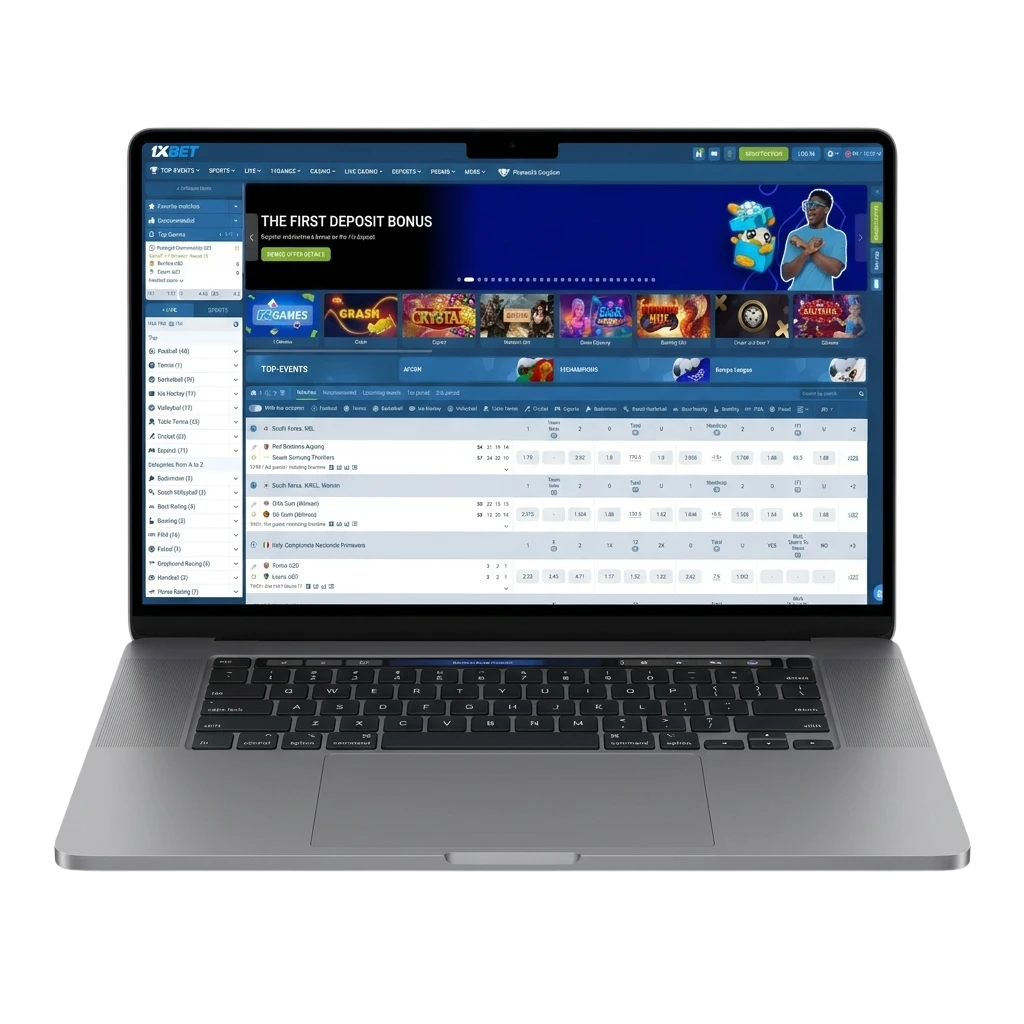 1xbet Nigeria sports betting and casino gaming platform showing football, cricket, basketball markets and live dealer tables
