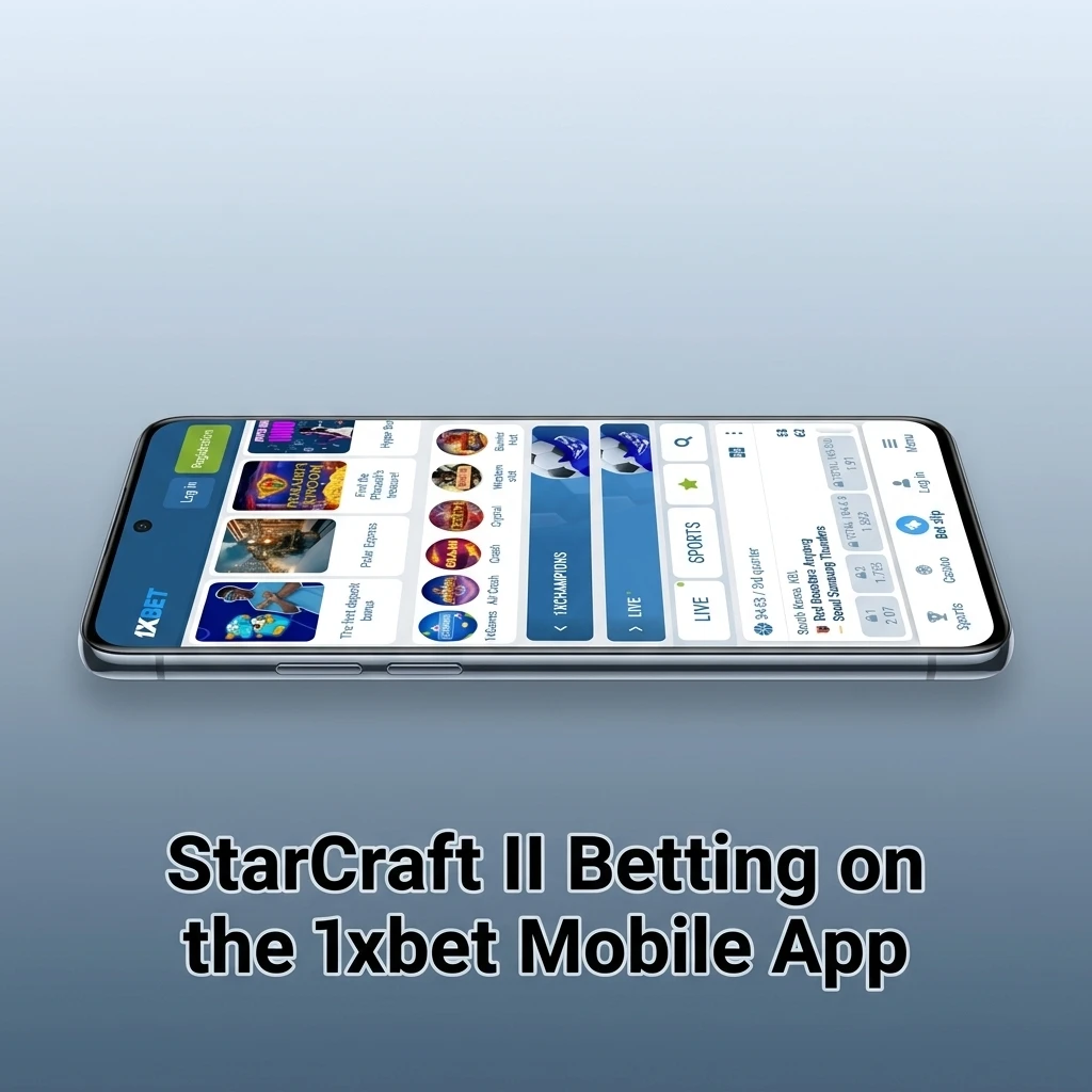 1xbet mobile app open on StarCraft II live betting markets for Nigerian esports bettors on Android and iOS