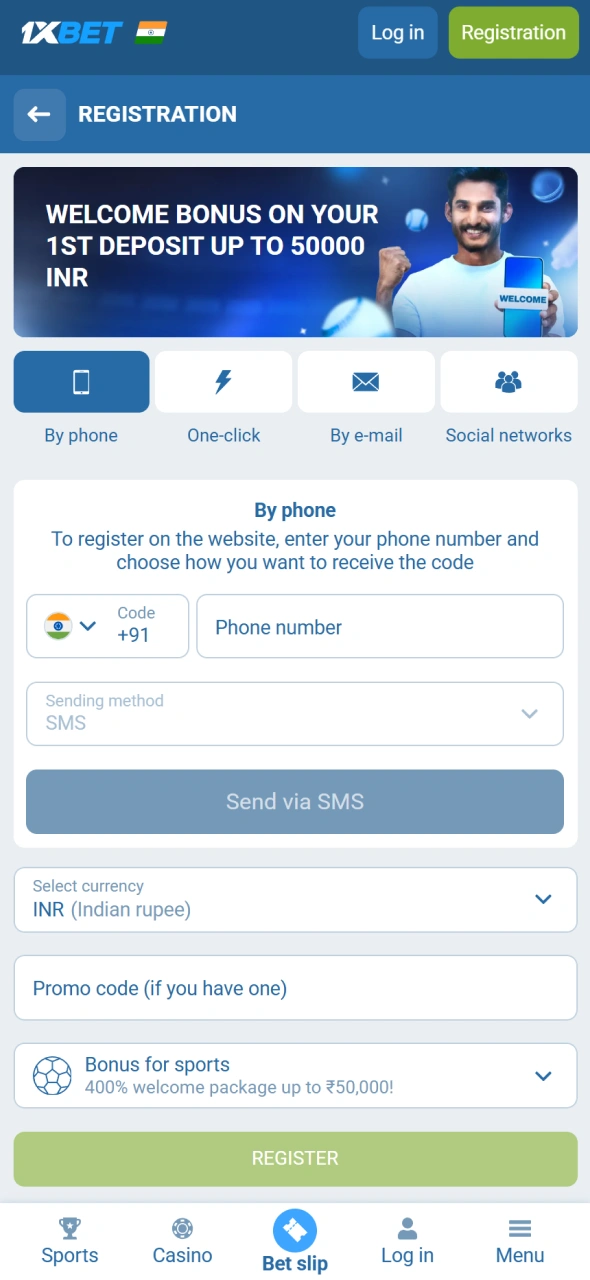 Sign up for a new account at 1xBet to unlock access to the casino games.